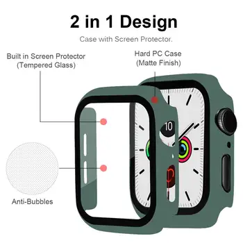 Glas+Cover For Apple urkasse 44mm 40mm 42mm 38mm iWatch serie 5 4 3 6 se kofanger+Screen Protector til apple ur Tilbehør