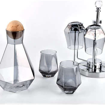 Sekskant Vand Kande, Grå Glas Kedel med 4 Kopper, Drikkevare Dispenser, varmeandig Karaffel,Vand Kande til Koldt, Varmt Te 172957