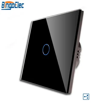 Bingoelec Touch Skifte til EU/UK Standard Trapper Lys Kontrol 1G2W Hvid Krystal Glas Panel, Produkt Størrelse 86*86mm 110V-250V AC 17315