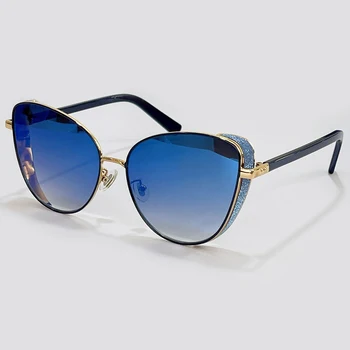 Ny Mode-Cat Eye Solbriller Kvinder Mænd Brand Designer Luksus Bling Sol Briller Med Kæde Kvindelige gafas de sol hombre UV400