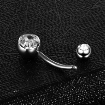 1Pc 14G Crystal Navle Ring Barbell ASTM-F136 Implantat-Titanium Nombril Ombligo Navle Ringe Mænd Kvinder Body Piercing 17369