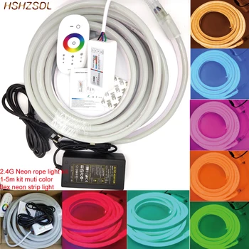 2,4 G RF touch fjernbetjening LED-Belysning Flex LED Neon Lys SMD 5050 96leds/M LED Neon Stribe Lys Vandtæt IP68 DC12V med adapter
