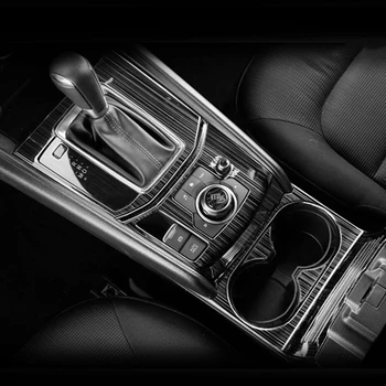 3PCS Bil Gear Shift Konsol Panel Dækker Trim Cup Indehaveren Dækning for Mazda CX-5 CX5 2017-2020 VENSTRESTYREDE Sort Børstet 174641