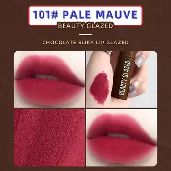 Skønhed Glaseret Chokolade Tåge Overflade Matte Lip Gloss Naturlige Langvarig Fugtgivende Fading Non-stick Velvet Lip Glaze TSLM 174670