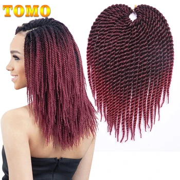 TOMO 12 14 16 18 20 22 Tommer Syntetiske Hæklet Fletninger For Kvinder 22 Rødder Ombre Farve Senegalesiske Twist Kvarte Hair Extensions
