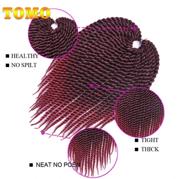 TOMO 12 14 16 18 20 22 Tommer Syntetiske Hæklet Fletninger For Kvinder 22 Rødder Ombre Farve Senegalesiske Twist Kvarte Hair Extensions