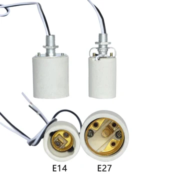 E27 E14 Lampen Base Dekoration Holdbar varmeandig Runde Med Kabel Holder Til Pære Let at Installere LED Lys Keramiske Skrue Stik