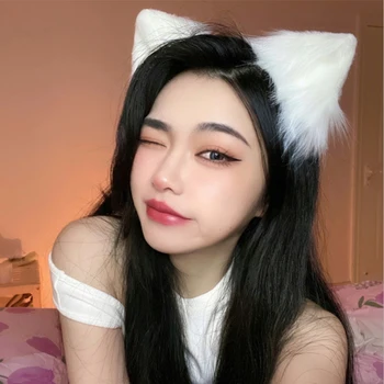 Ører Cosplay Gothic Lolita hvid kat ører Anime Cosplay Hovedklæde Indretning Kawaii Tilbehør Fox Ører Indretning Hår Tilbehør
