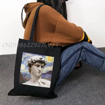 Sommer Fashion David Grafisk stjernehimmel Van Gogh mode Harajuku ins lærred Stor kapacitet afslappede art kvinders skulder taske