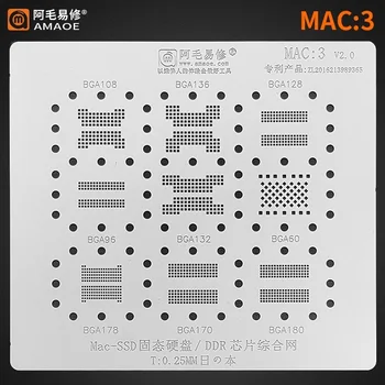 Amaoe Til MAC Pro A2159 A1989/1990 A1932 A1706 A1707 A1534 Power IC CPU SSD 0,12 mm Tykkelse BGA Reballing Stencil 175798