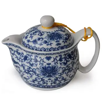 Tekande 410ml porcelæn blå hvid Kinesisk gryde i rustfrit stål filter infusion Blomster puer te kedel keramiske teaware Hjem 176045