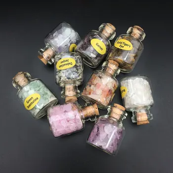 9Pcs Mini Gemstone Flasker Chip Kvarts Krystal Healing Tumlede Reiki healing, Wicca, natursten, Dekoration Samling Gave Hjemme Håndværk 176170