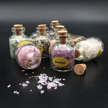 9Pcs Mini Gemstone Flasker Chip Kvarts Krystal Healing Tumlede Reiki healing, Wicca, natursten, Dekoration Samling Gave Hjemme Håndværk