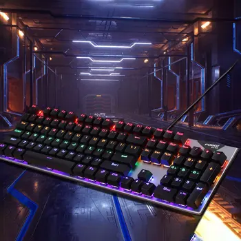 Blå Skifte Mekanisk Gaming Tastatur RGB LED Rainbow Baggrundsbelyst Kabeltilsluttet Tastatur Til Gaming Desktop PC Mekanisk Tastatur 176354