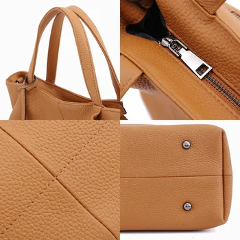 Zency Blødt Ægte Læder Håndtaske Stor Kapacitet Kvinders skuldertaske 2021 Simple Mode Design Kvindelige Shopper Crossbody Taske