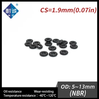 300PCS/masse Sort Gummi NBR CS1.9mm OD5/5.5/6/6.5/7/7.5/8/8.5/9/10/10.5/11/11.5/12/13mm O-Ring Pakning Olie-resistent, vandtæt 177204