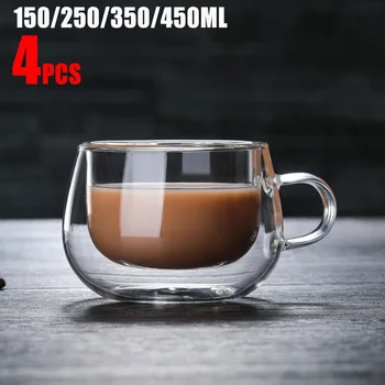 Dobbeltvægget Isoleret Briller Espresso Kaffe Krus 80/250/350/450 ML Varme-Resistente Gennemsigtig Te Mælk Glas, Kop, Krus Drinkware