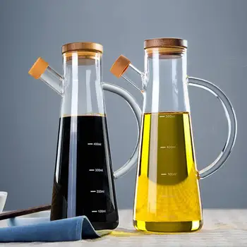 Køkken Olivenolie Flaske Glas Cruet Flaske Eddike, Soja Sauce Og Tæt Olie Vingar Flaske Køkken Sauce Pumpeflasken