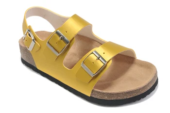 2021 nye sommer udendørs casual sandaler med tre pin-spænder med hæl kork, gummi, sål læder sandaler med box