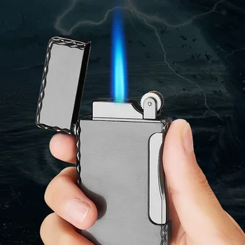 Dobbelt Flamme Butan Gas Cigar Cigaret Lighter Gratis Brand Lige Jet Lighter Metal Vindtæt Fakkel Turbo Flint Gas Lighter