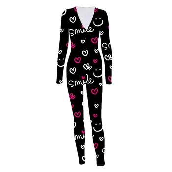 2021 Kvinder Jumpsuit Pyjamas Lange Bukser Onesie Pyjamas med Tilbage Funktionelle Knappet Klap langærmet Body Sleepwears J60 178247
