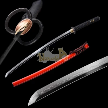 Kamp Klar Japansk Samurai-Katana Sværd Ler Hærdet Choji Hamon Full Tang Rzaor Skarp Klinge 178269