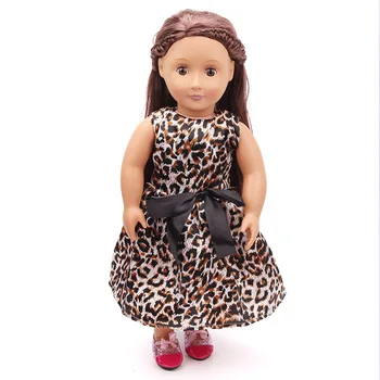 18 tommer Piger dukke Tøj Fashionable leopard kjole Amerikanske nyfødte nederdel Baby legetøj passer 43 cm baby dukker c85 178270