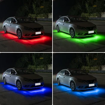 Bil Undervognen Streamer Omgivende Lys Stribe Baggrundslys Fleksibel Rgb App Remote LED Dekorative Styling Atmosfære Neon Lampe 12v Ny