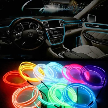 1M/3M/5M Bil Indvendig Belysning LED Strip Garland EL Wire Auto Reb Tube Line Fleksibel Neon Lys har Brug for 2x AA Batteires Lys