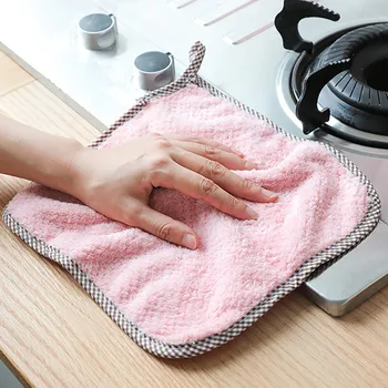 Nonstick Olie Coral Velvet At Hænge Håndklæder Køkken Dishclout Super Absorberende Vask Rag Service Rengøring Aftørring Værktøj