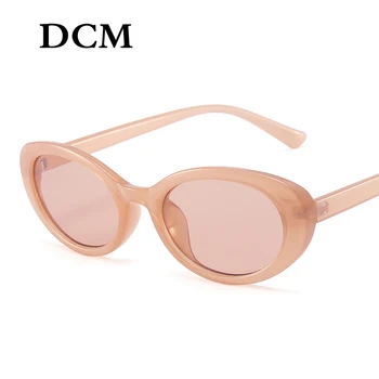 DCM Vintage Ovale Solbriller Kvinder Brand Designer Lille Ramme Sol Briller Kvindelige Retro Sort / Pink Runde Briller UV400 179512