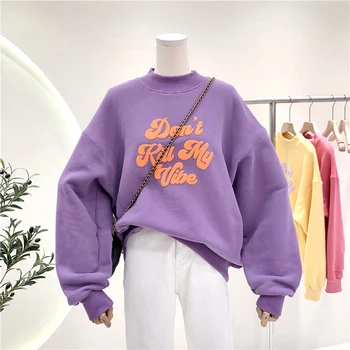 2021 Foråret Efteråret Velour Sweatshirt Mode Nye Kvinder Med Lange Ærmer Pullover Toppe Kvindelige Harajuku Hættetrøjer 180462
