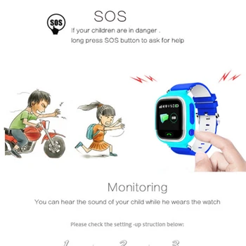 Q90 GPS Barn Smart Ur Telefon Position Børn kan Se WIFI SOS 1.22 tommer Touch-Skærm i Farver Smart Baby Watch VS Q12 Q15 18051