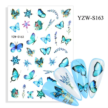 3D Stickers til Negle Forår Sommer selvklæbende Klistermærker, Sommerfugle Lavendel Blomster Nail Art Dekorationer Nail Foil Tilbehør 180953