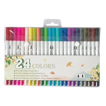 Farve Pen Sæt Dobbelt Endte Følte Tip Penne Kunst Farverige Vand Fineline Akvarel Art Pen Male Graffiti Pen 182410