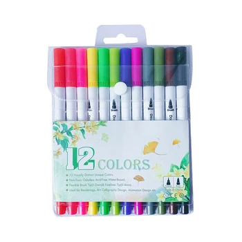 Farve Pen Sæt Dobbelt Endte Følte Tip Penne Kunst Farverige Vand Fineline Akvarel Art Pen Male Graffiti Pen