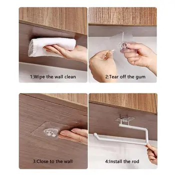 Væv Storage Rack Plast papirrulleholder vægmonteret Justerbar Håndklæde Bøjle til Køkken Badeværelse