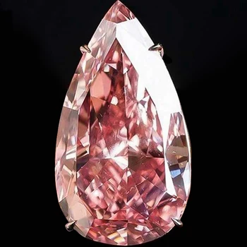 Elegant Og Trendy Vielsesring Luksus Pink Krystal Sten, Vand Dråbe Ring Løfte Forlovelsesringe For Kvinder