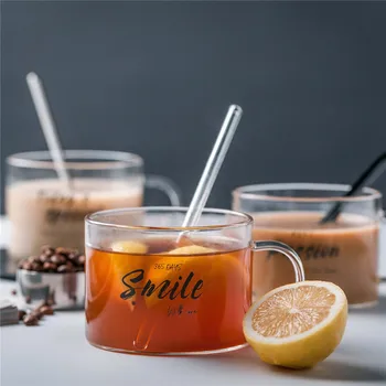 Kreative Smarte Glas Krus Brev, Mælk, Juice, Vand, Kaffe Kop Krystal Gennemsigtig Krus Håndtere Drinkware Elskende Par Gaver 500ML