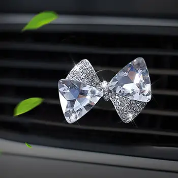 80% HOT SALG!! Parfume Klip Sløjfeknude Shape God Lugt Hvid Krystal Mini Køretøj Air Outlet Parfume til Bil