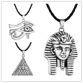 Gamle Egyp pyramide Design onde øjne Egyptiske Kors Egyptiske Dronning Nefertiti retro guld vedhæng Slavisk mænd Halskæde 1844
