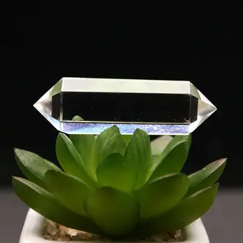 Naturlig Hvid Krystal Dobbelt-pegede Sekskantet Prisme Ornament Vedhæng Ånd Pendul Crystal Søjle Healing Sten Energi