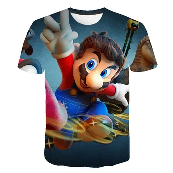 2021 Sommeren Sjove 3D Printet Super Mario Børn T-shirt Kort ærme Børn Tegnefilm dreng/pige T-shirts Kostume Tøj Kids Tee 185723