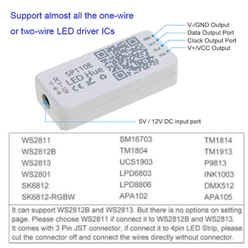 SP110E Bluetooth Controller Til WS2801 WS2812B SK6812 RGB RGBW Magiske Lys LED Pixel Strip IOS Android Smart Phone APP Control