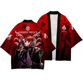 Japansk Kimono Cardigan Genshin Indvirkning Diluc Cosplay Sommeren Samurai Kimonoer Karate Streetwear Shirt Kimono Japones Lejligheder Yukata