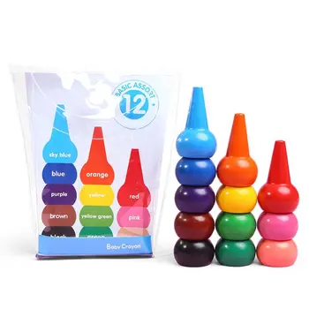 12 Farver 3D Finger Farveblyanter Ikke Giftigt, Vaskbar Maleri Tegning Voks til Barn Baby Børn Stabelbare Pædagogiske Kunst Forsyninger 186532