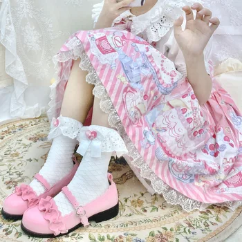 1 Par Lolita Sokker Japansk Pige Dejlig Kvinde Sokker Hjertet Bow Lace Midten Bomuld Prinsesse Sokker Sommer Søde Søde Pige Gave