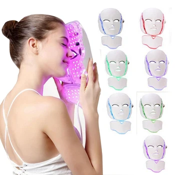 Ansigt Instrument Facial Mask Foton Terapi 7 Farve LED Hals Hud Foryngelse Anti Acne Rynke Skønheds Salon hjemmepleje 187028