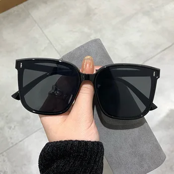 Koreansk Mode Solbriller til Mænd og Trendy Kvinder Solbriller Mode Personlighed Store Ansigt Var Tynd Stor Sort Ramme