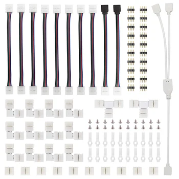 95pcs 5050 4-pin LED Strip-Stik-Kit med T-Formet L-Formet Stik Strip Jumpere Strip Klip 188319